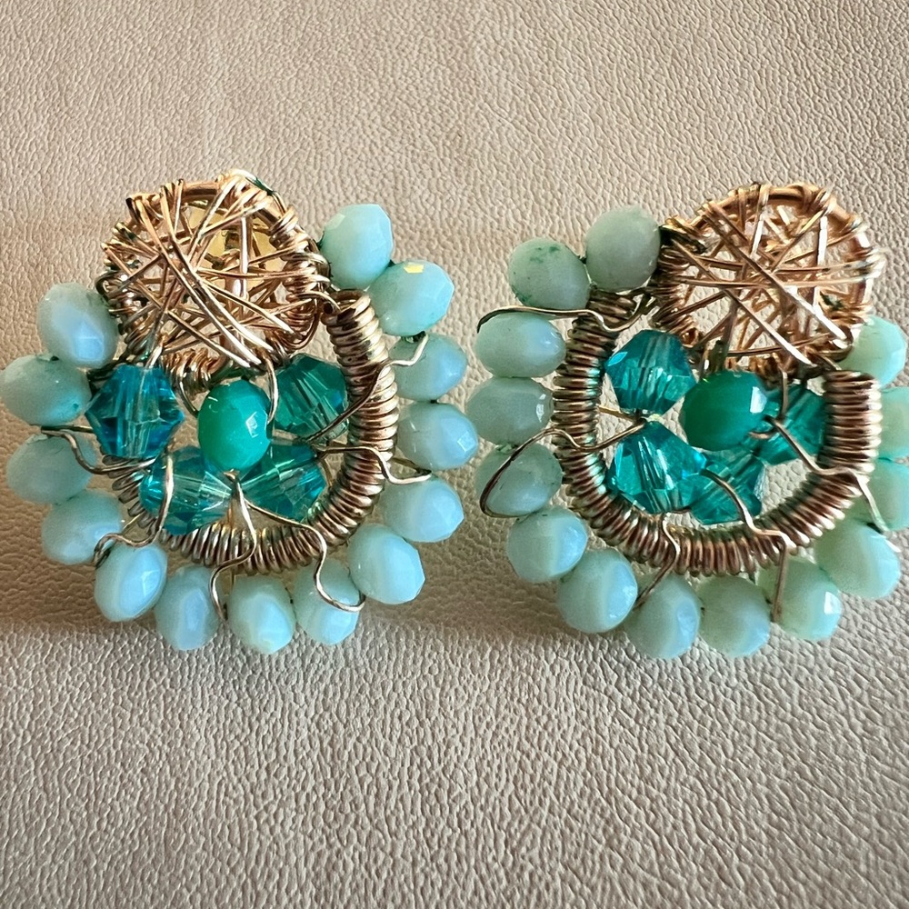 Elegant Gold and Turquoise Beaded Earrings